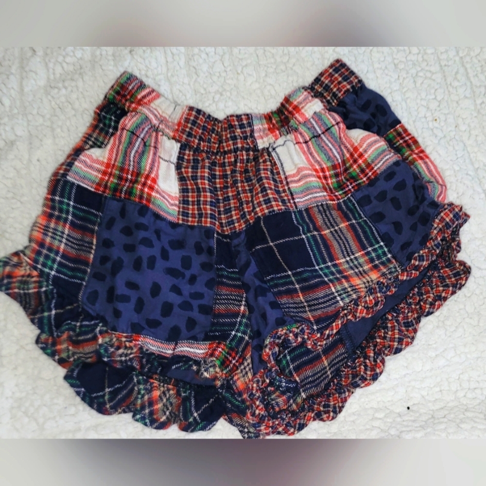 American Eagle Aerie Womens Patchwork Plaid Ruffle Short Shorts Sz XS #daisyduke